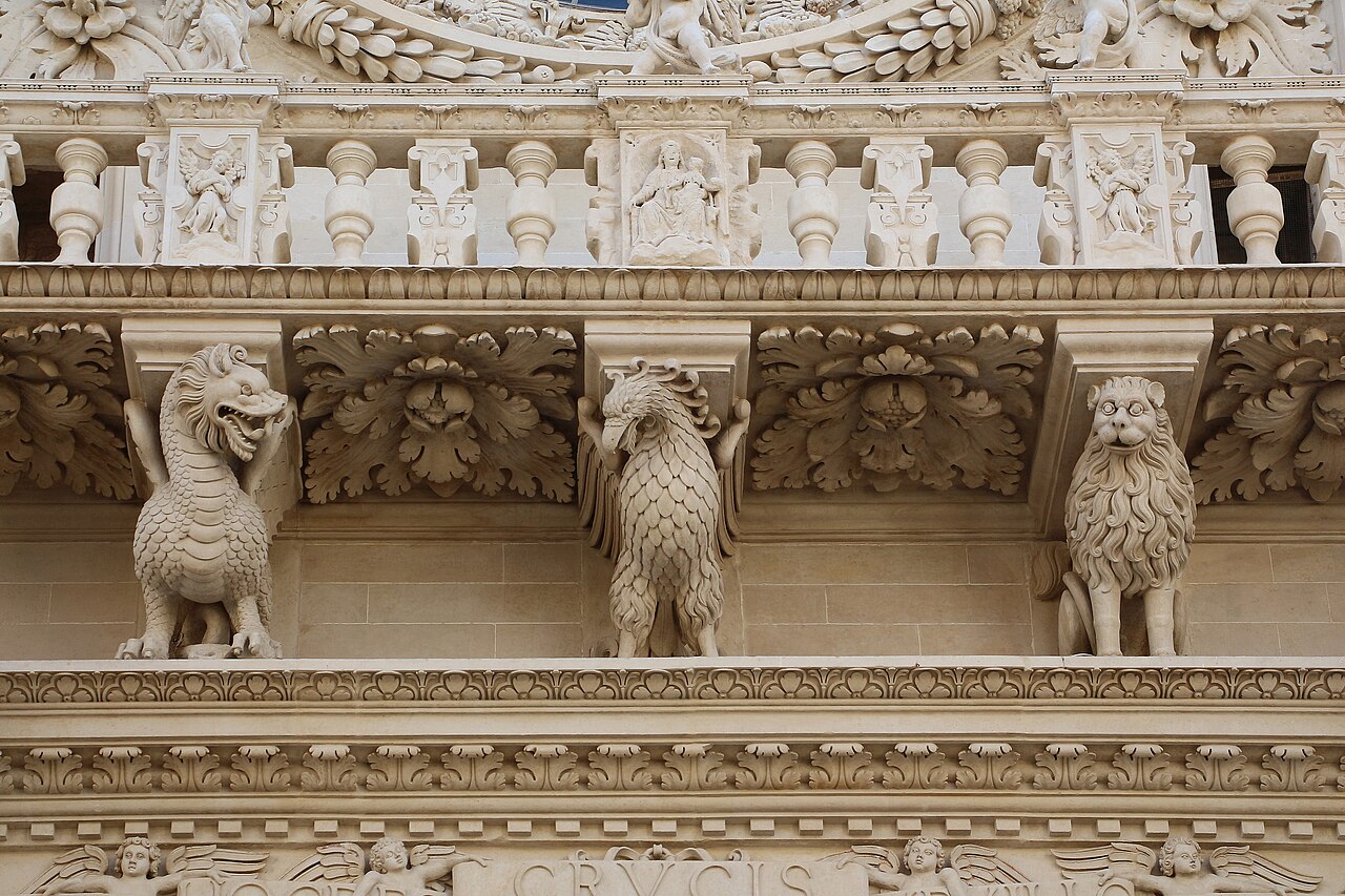 Carved stone detail on the Basilica di Santa Croce in Lecce