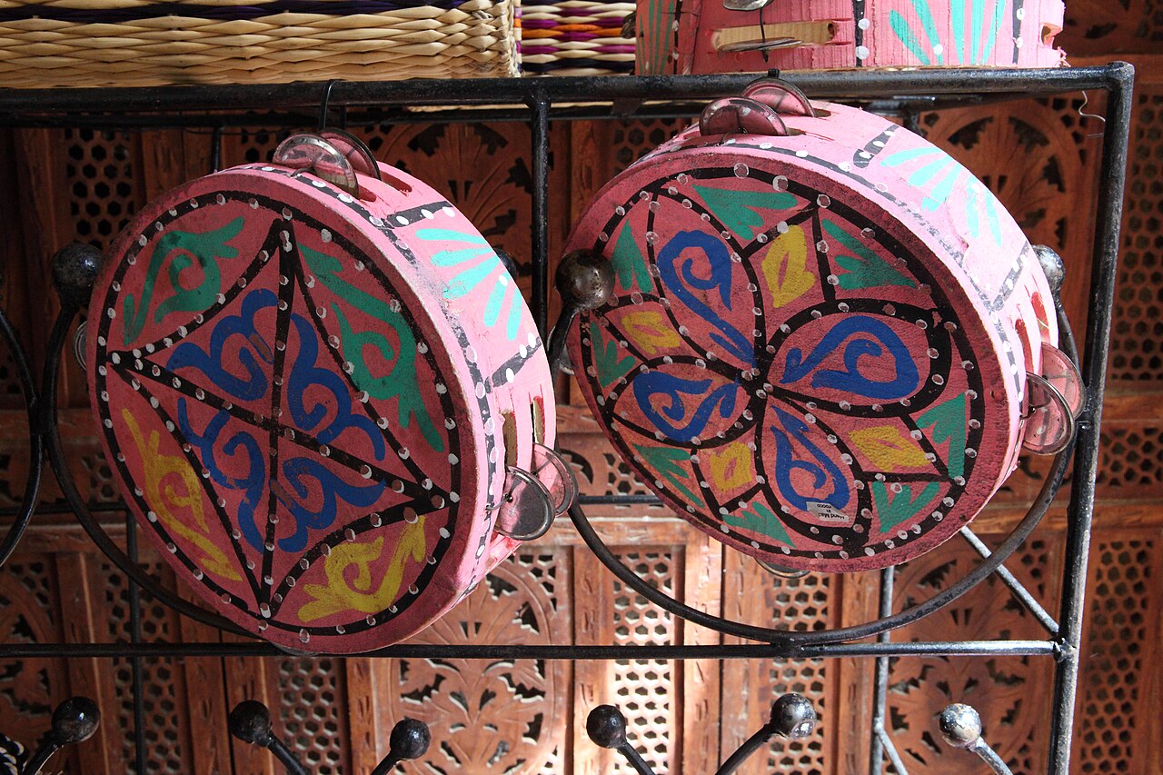 Painted tambourines used to play the pizzica